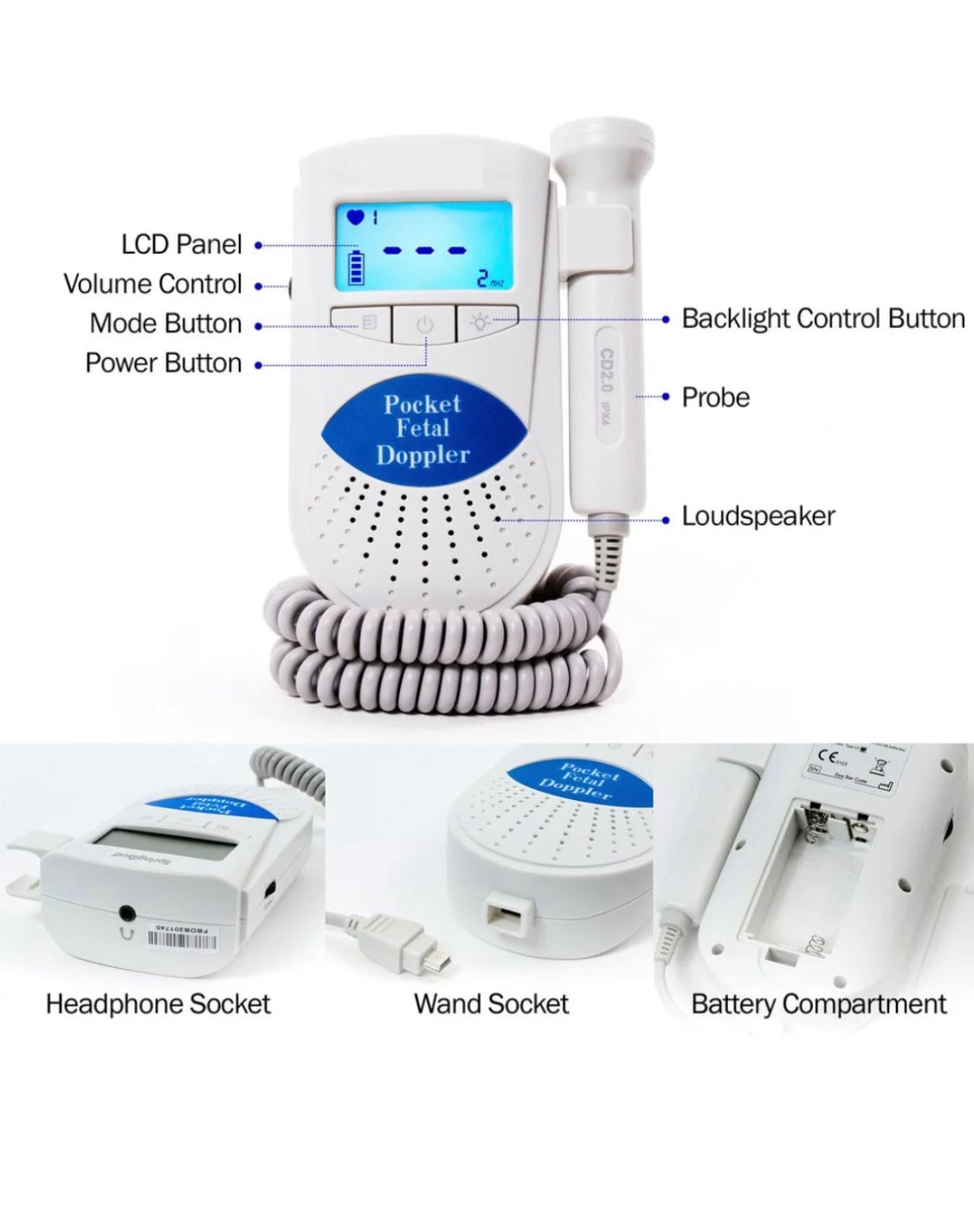 Handheld Fetal Doppler with LCD Display 